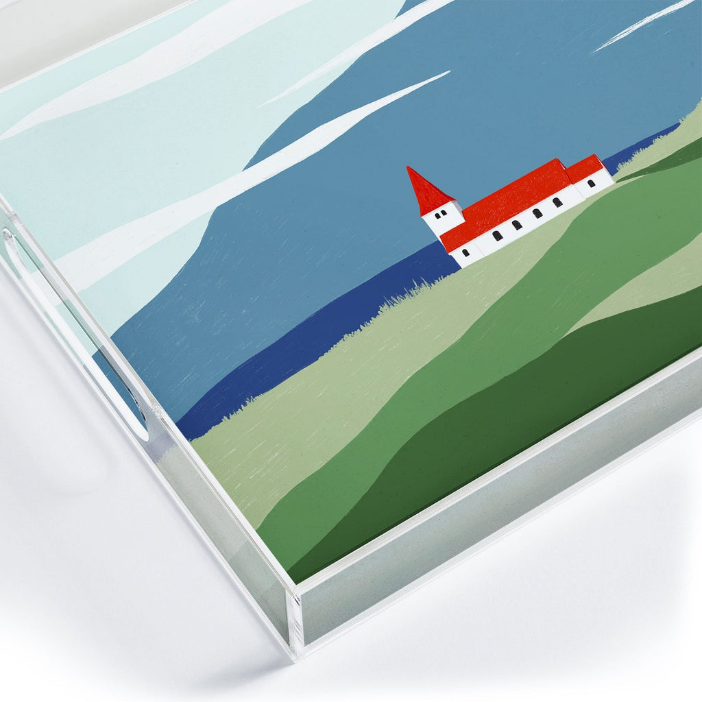 Valeria Frustaci Red roof in Iceland Acrylic Tray