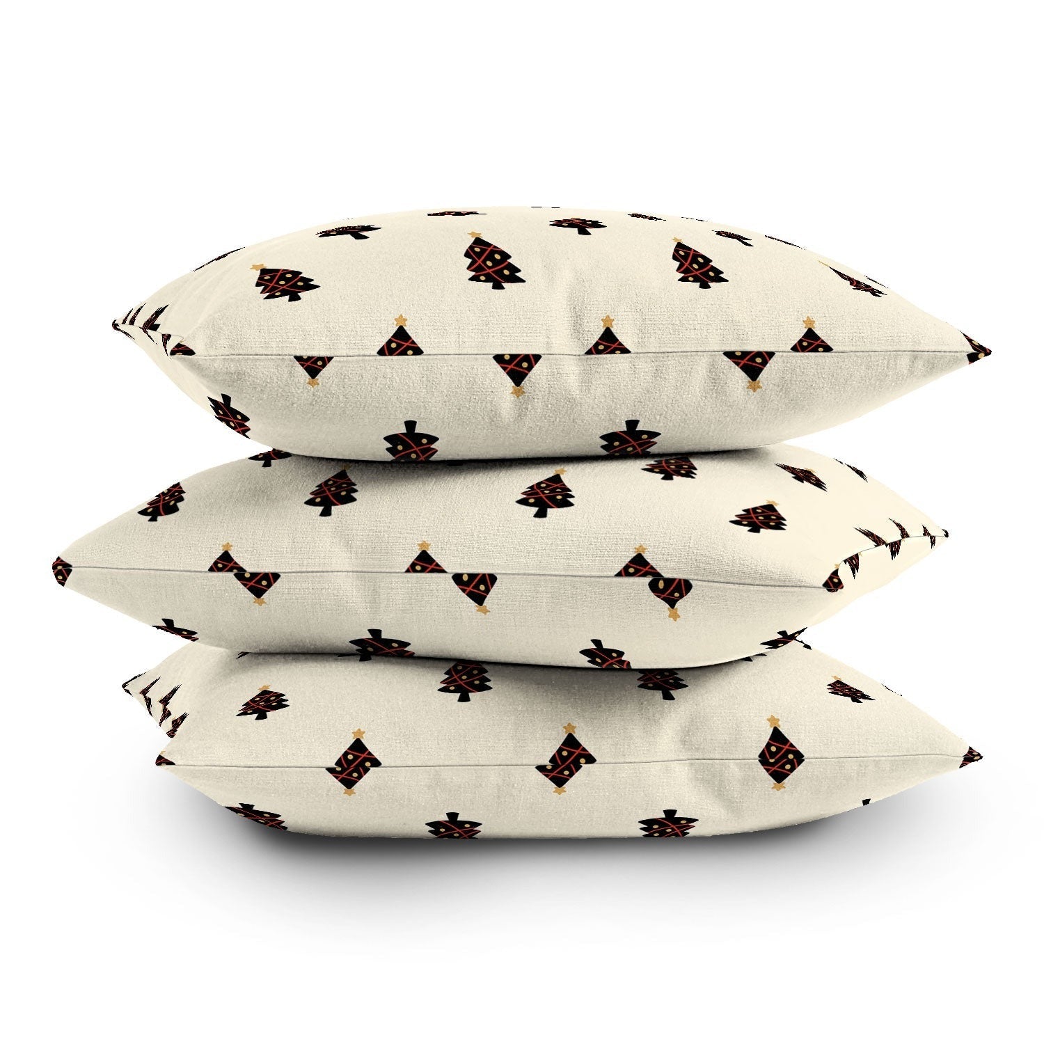 Design by Spark Black And Gold Christmas Tree Outdoor Throw Pillow