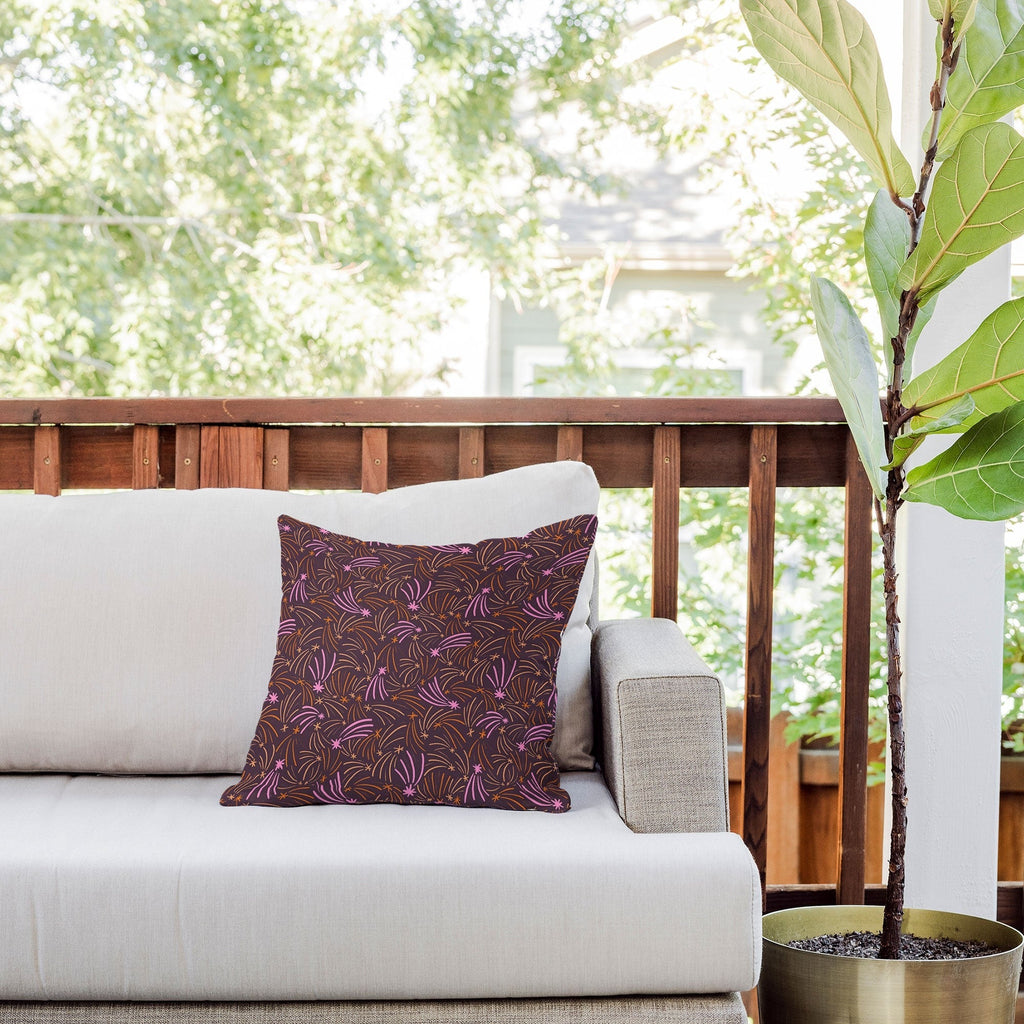 Little Om Pattern Shooting Stars plum Outdoor Throw Pillow