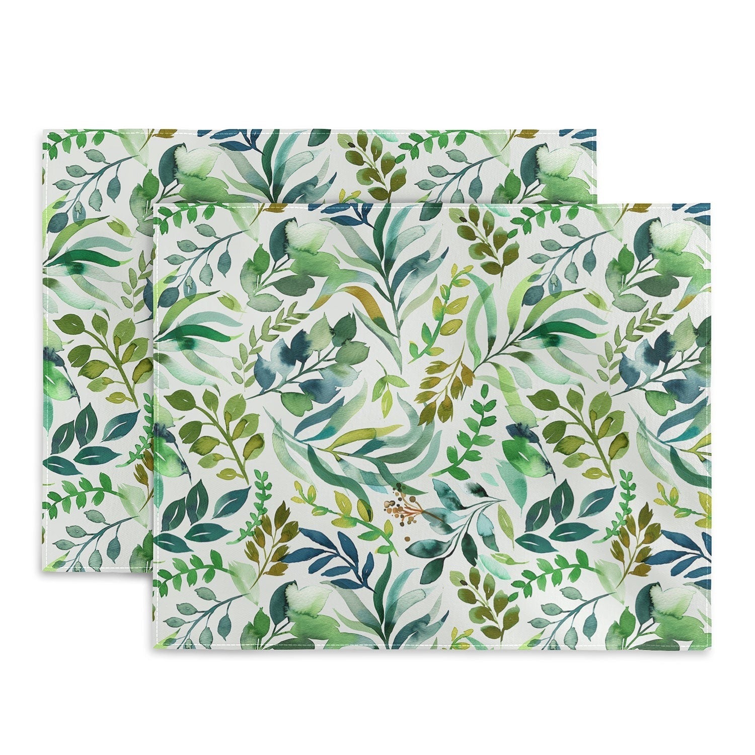 Ninola Design Botanic Retreat Loose Botanical Leaves Watercolor Green Placemat