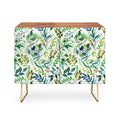 Ninola Design Botanic Retreat Loose Botanical Leaves Watercolor Green Credenza
