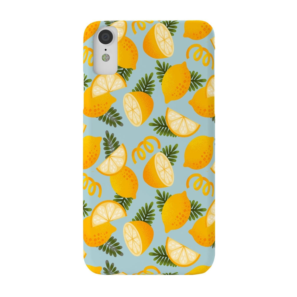 Jessica Molina Lemon Pattern on Sky Blue Phone Case