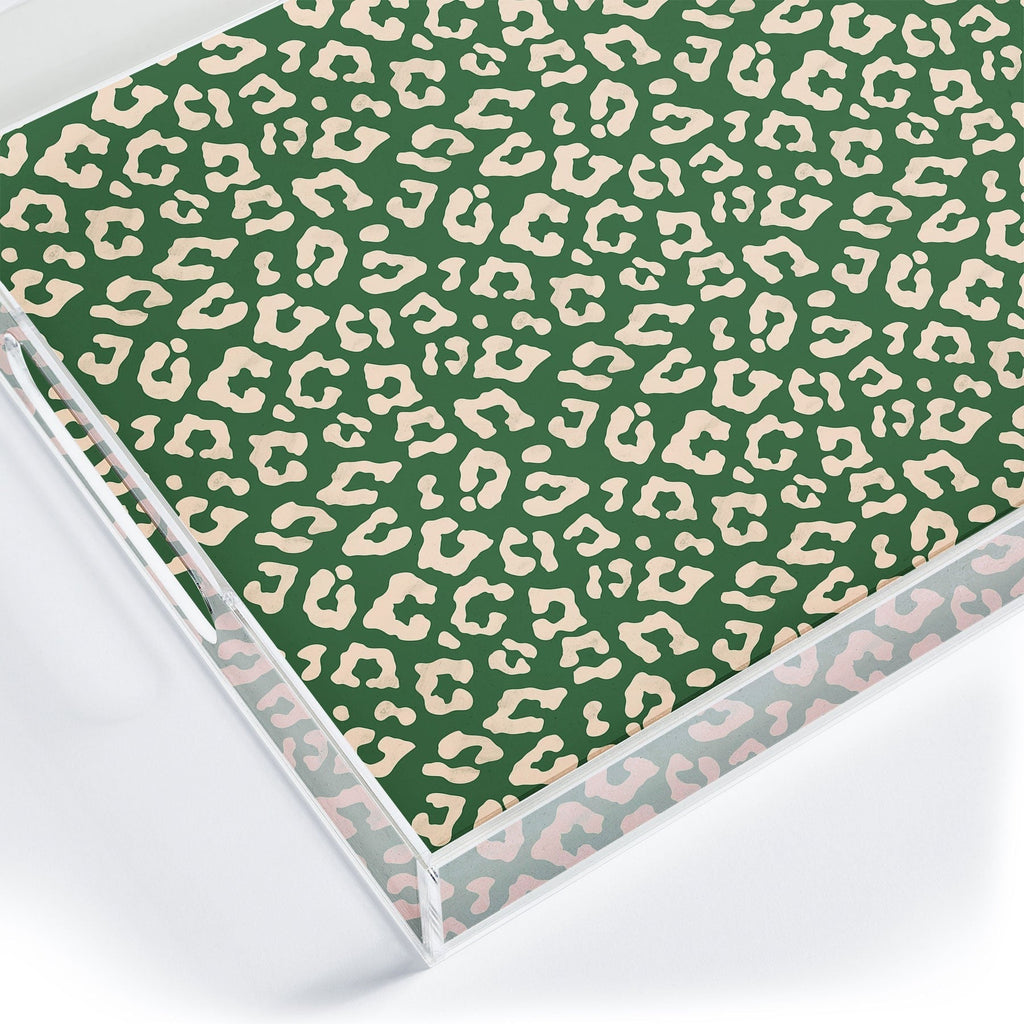 Avenie BR Cheetah Print In Green Acrylic Tray