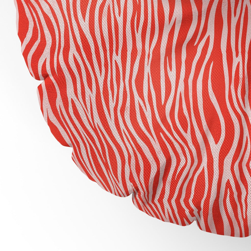 Avenie BR Red Zebra Stripe Floor Pillow Round