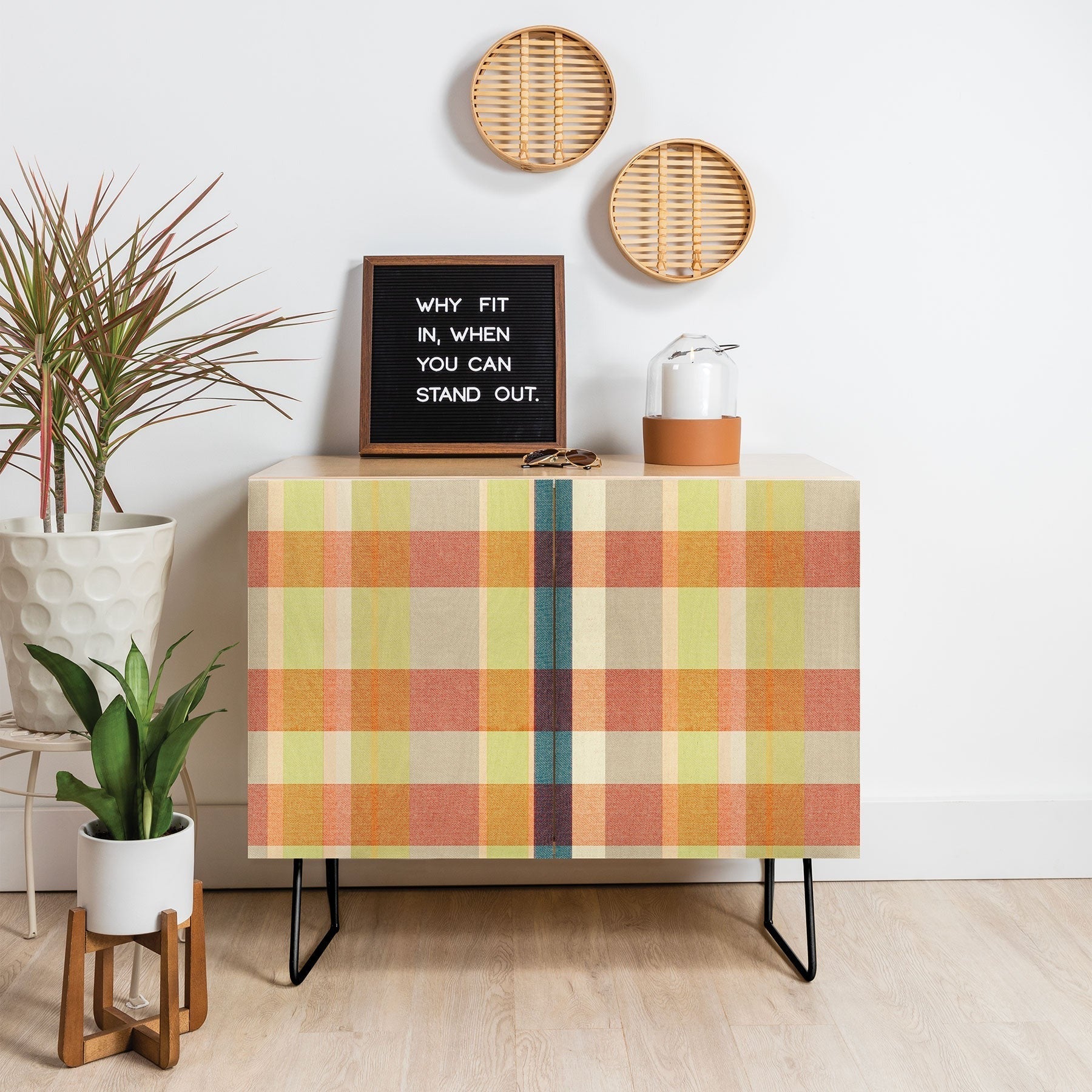 Marta Barragan Camarasa Retro Picnic Plaid Warm Tones Credenza