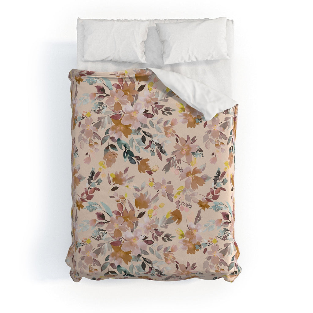 Ninola Design Botanic Retreat Floral Oleander Whimsical Soft Pink Duvet Cover