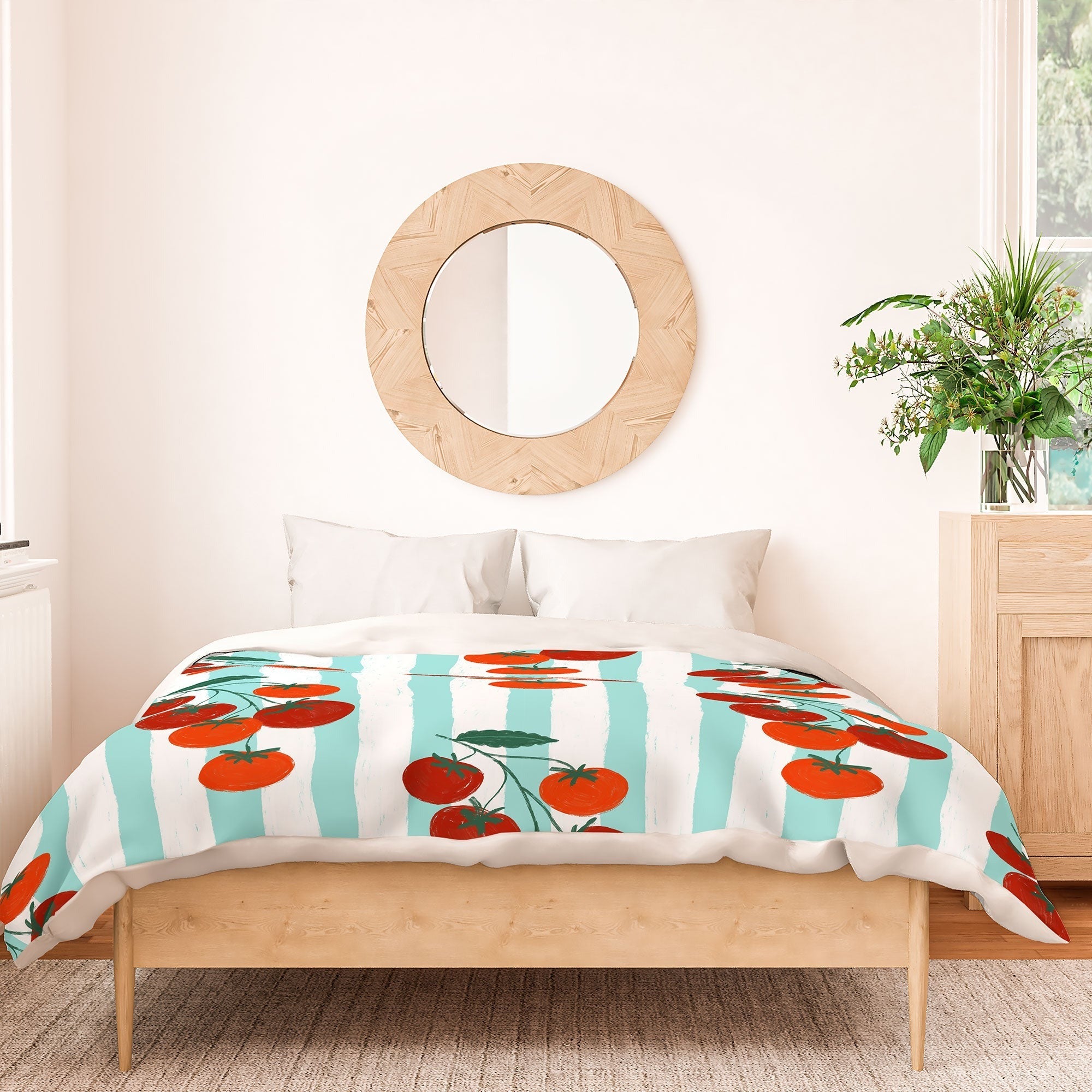 Design by Spark Zesty Tomatoes and Stripes Duvet Cover