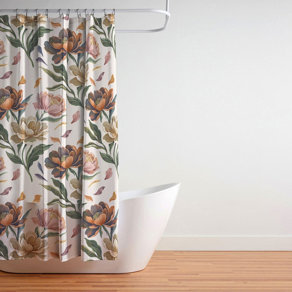 Marta Barragan Camarasa Hand Painted Peony Florals Shower Curtain