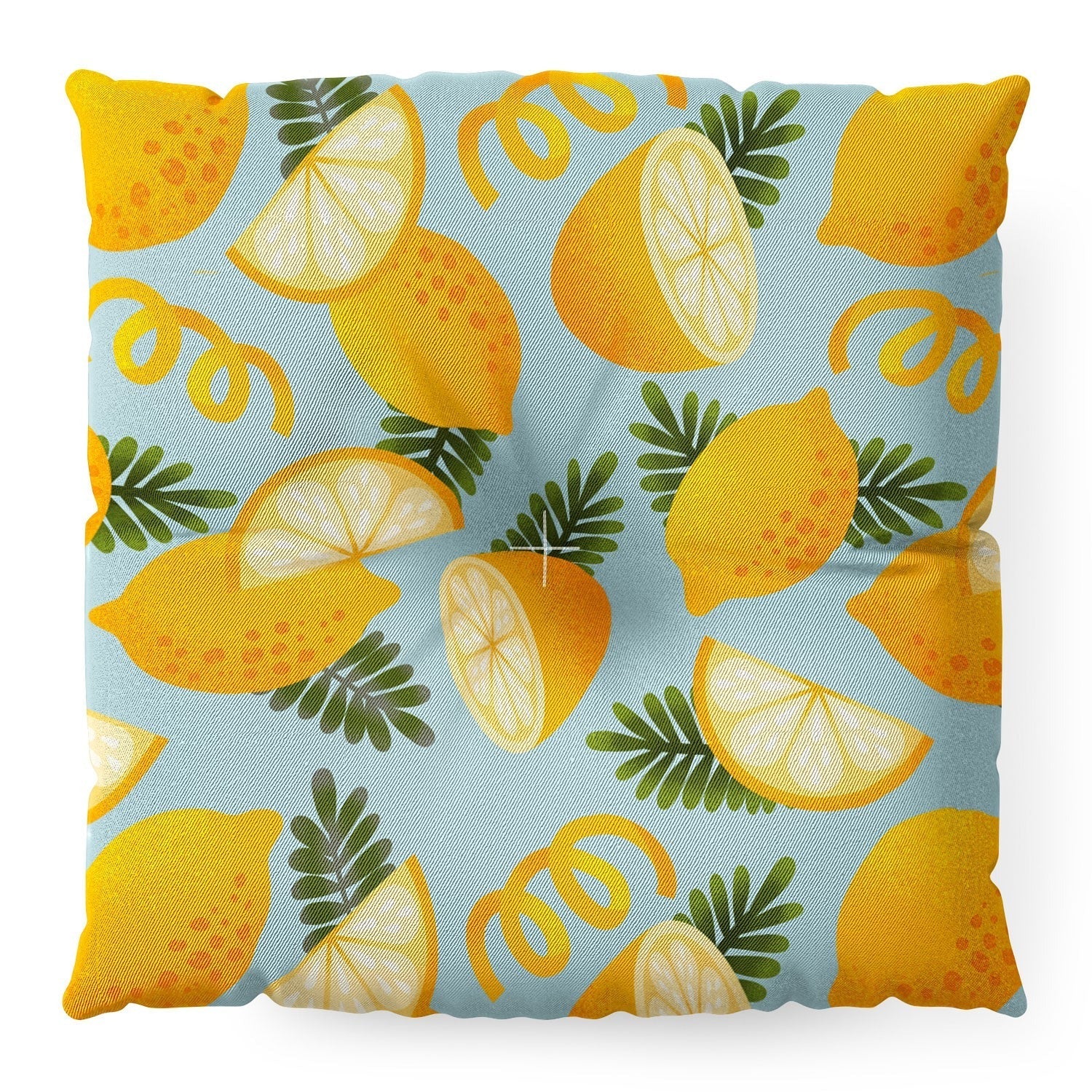 Jessica Molina Lemon Pattern on Sky Blue Floor Pillow Square