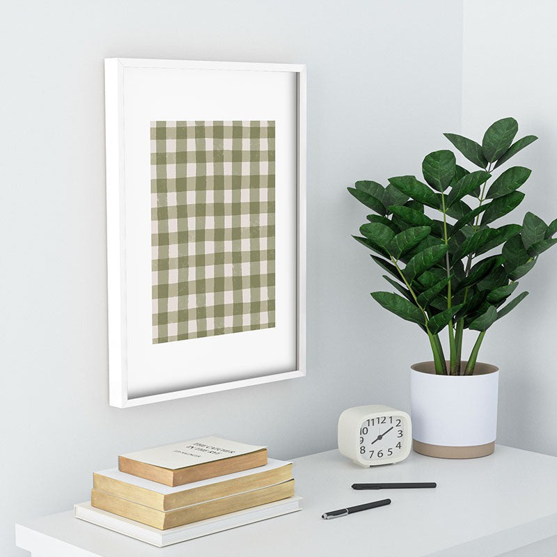 Menina Lisboa Rustic Green Plaid Recessed Framing Rectangle