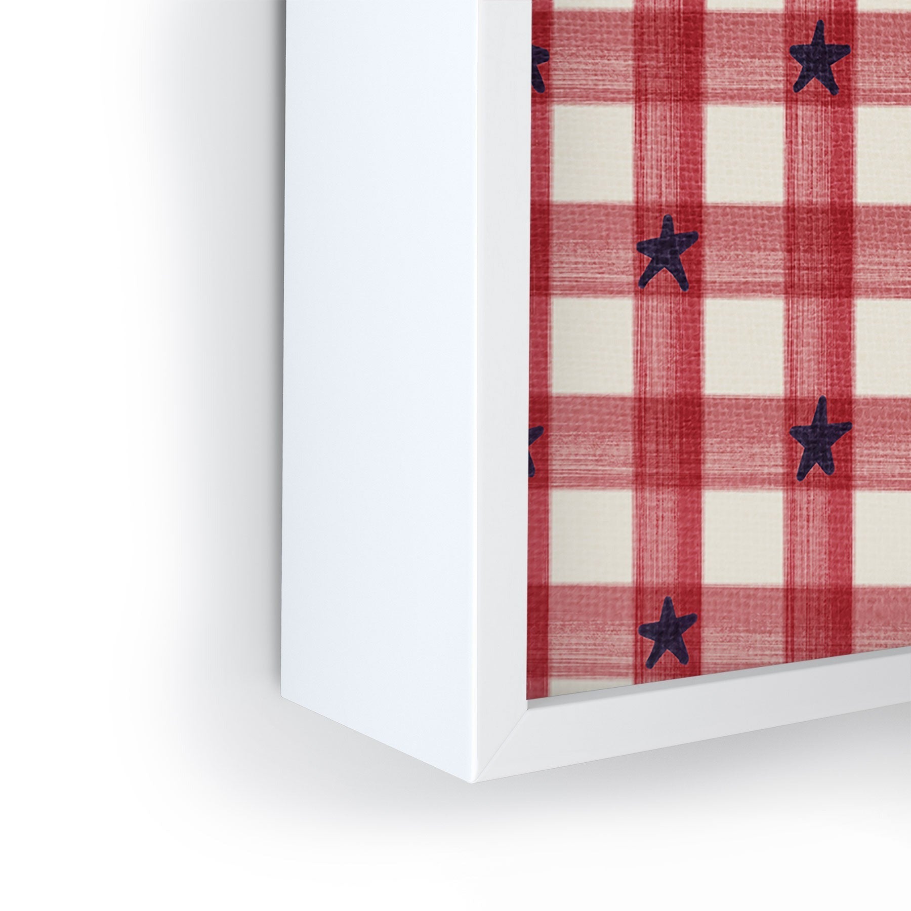 DENY Designs Red Gingham plus Stars Framed Mini Art Print