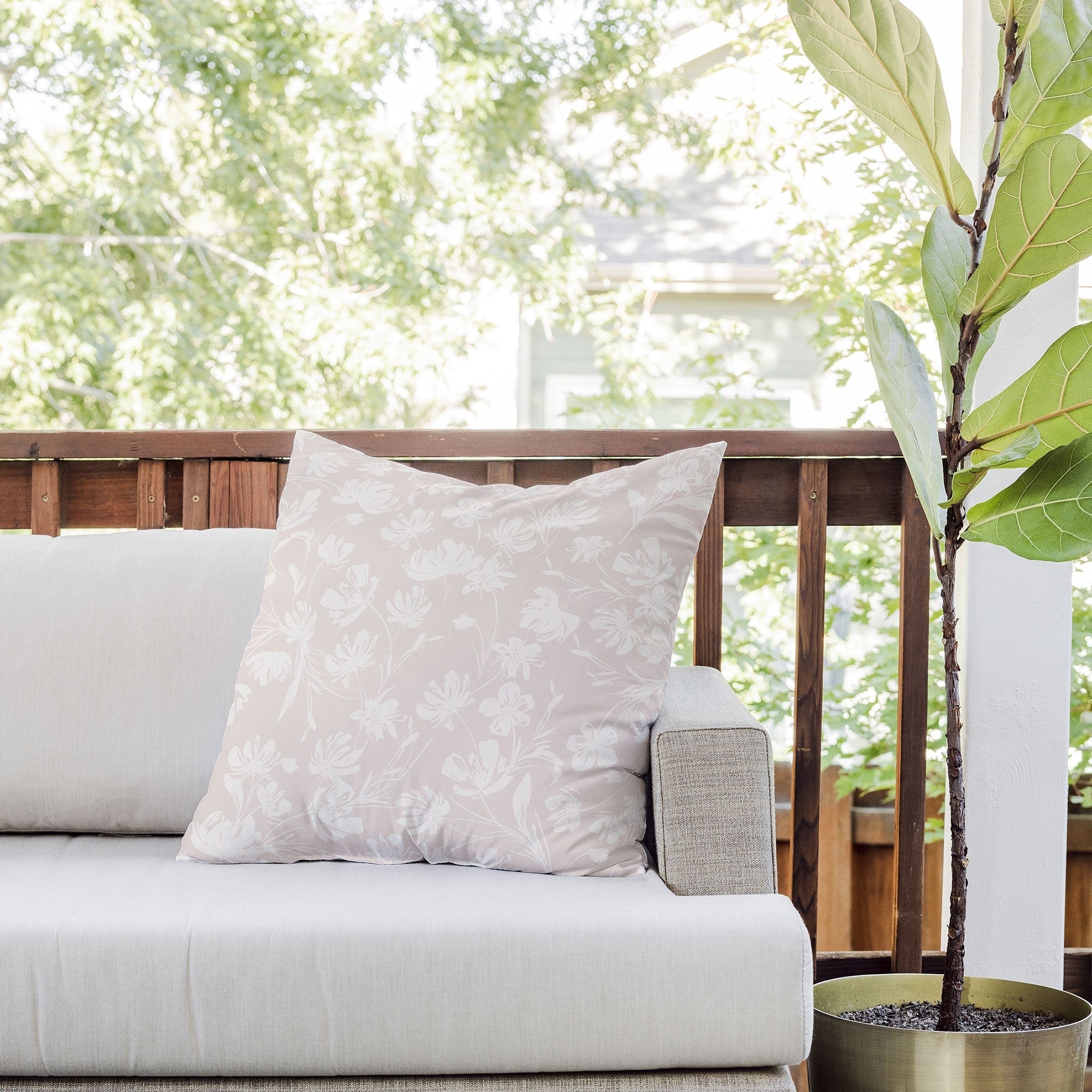 Gabriela Fuente Martine Neutral Outdoor Throw Pillow