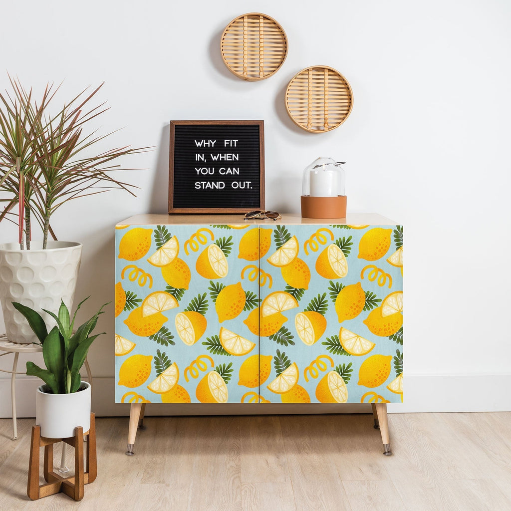 Jessica Molina Lemon Pattern on Sky Blue Credenza