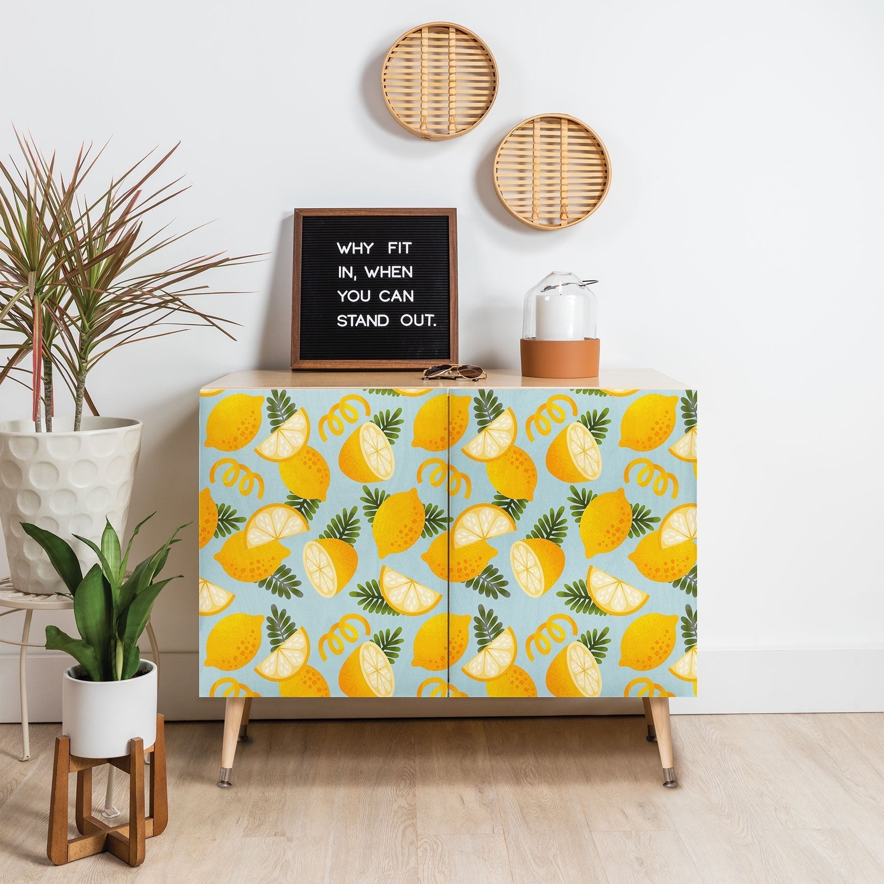 Jessica Molina Lemon Pattern on Sky Blue Credenza