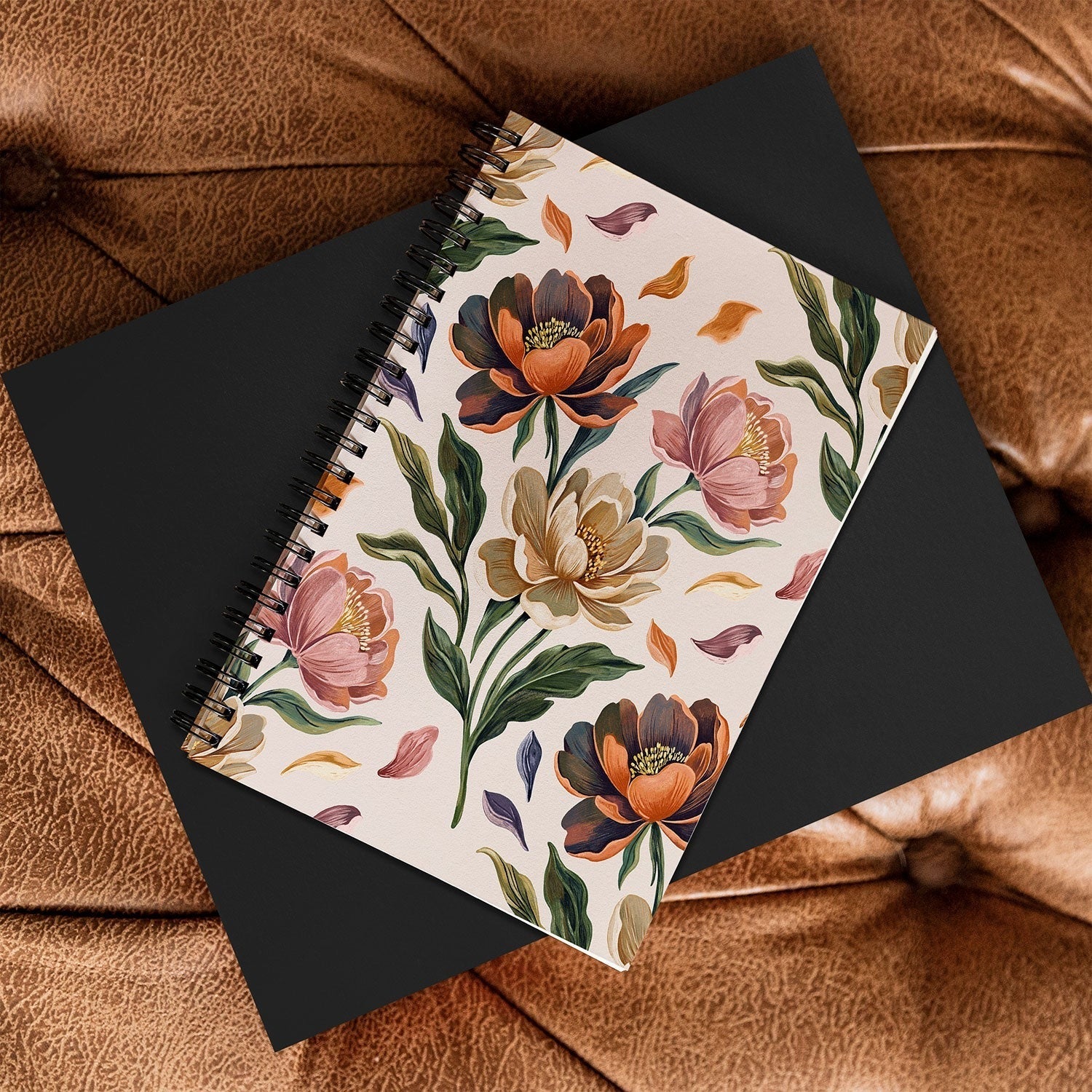 Marta Barragan Camarasa Hand Painted Peony Florals Spiral Notebook