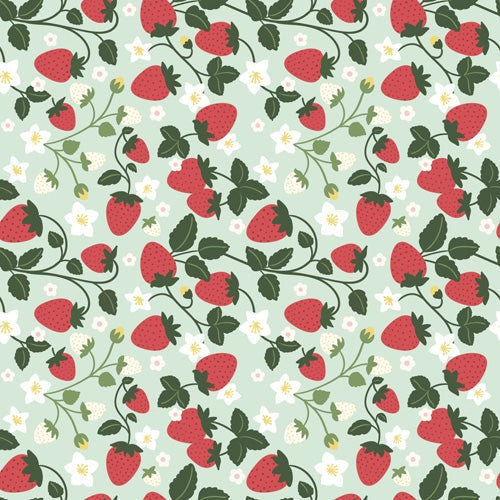 Design by Spark Strawberry Florals Fields Shower Curtain