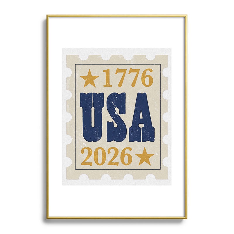 DENY Designs USA Stamp Metal Framed Art Print