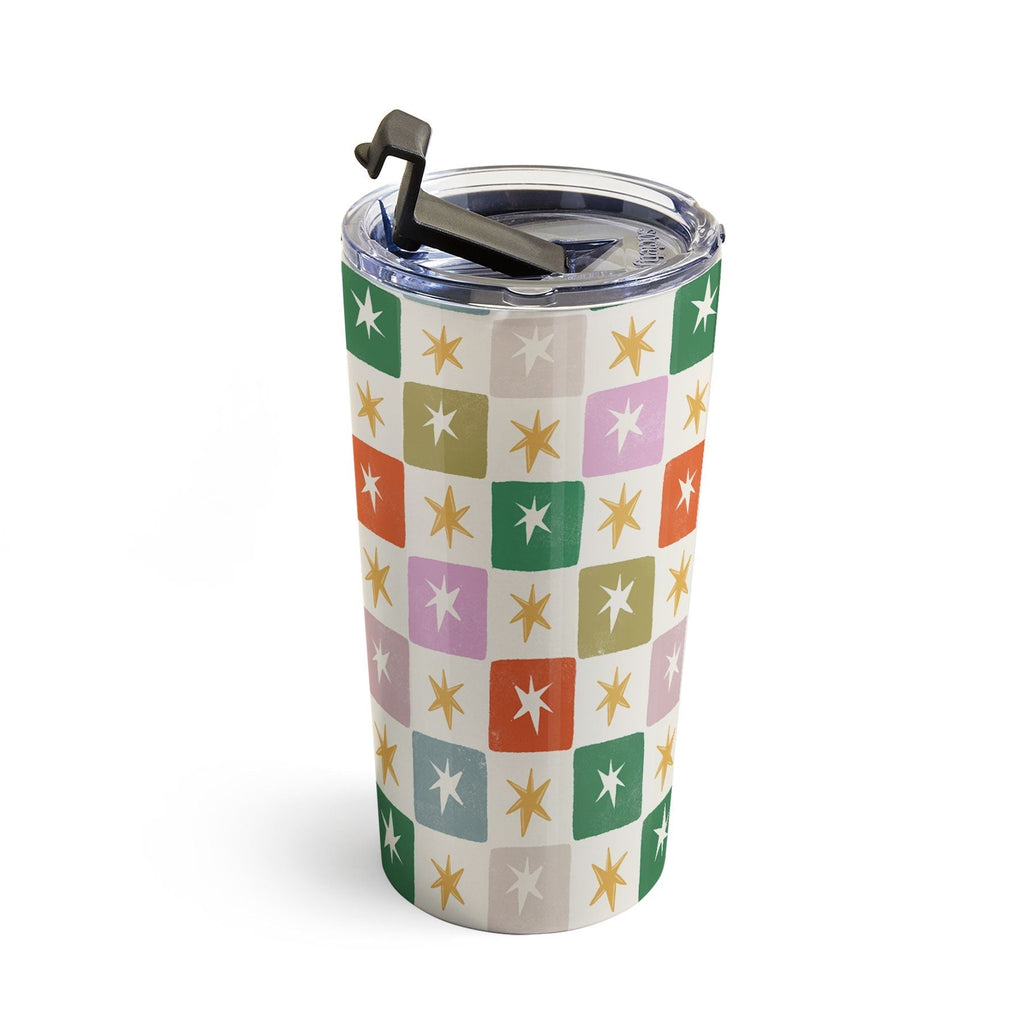 LouBruzzoni Retro Star Block Pattern Travel Mug