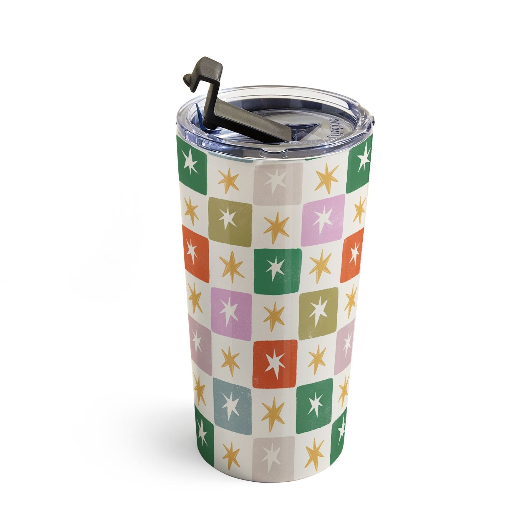LouBruzzoni Retro Star Block Pattern Travel Mug