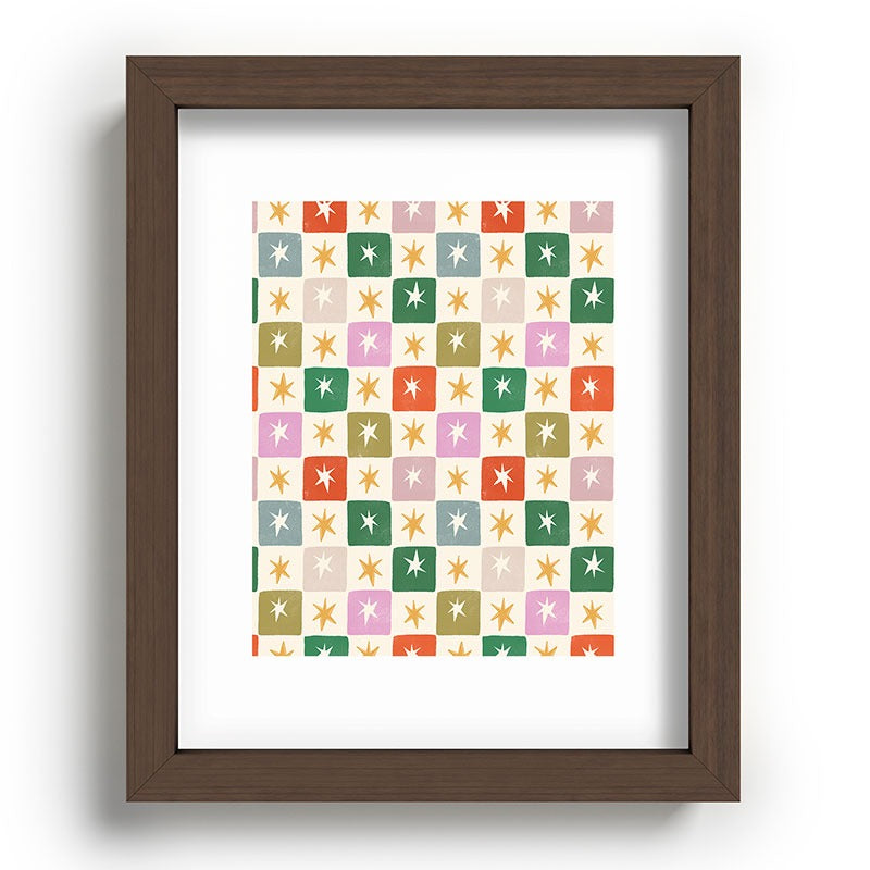 LouBruzzoni Retro Star Block Pattern Recessed Framing Rectangle