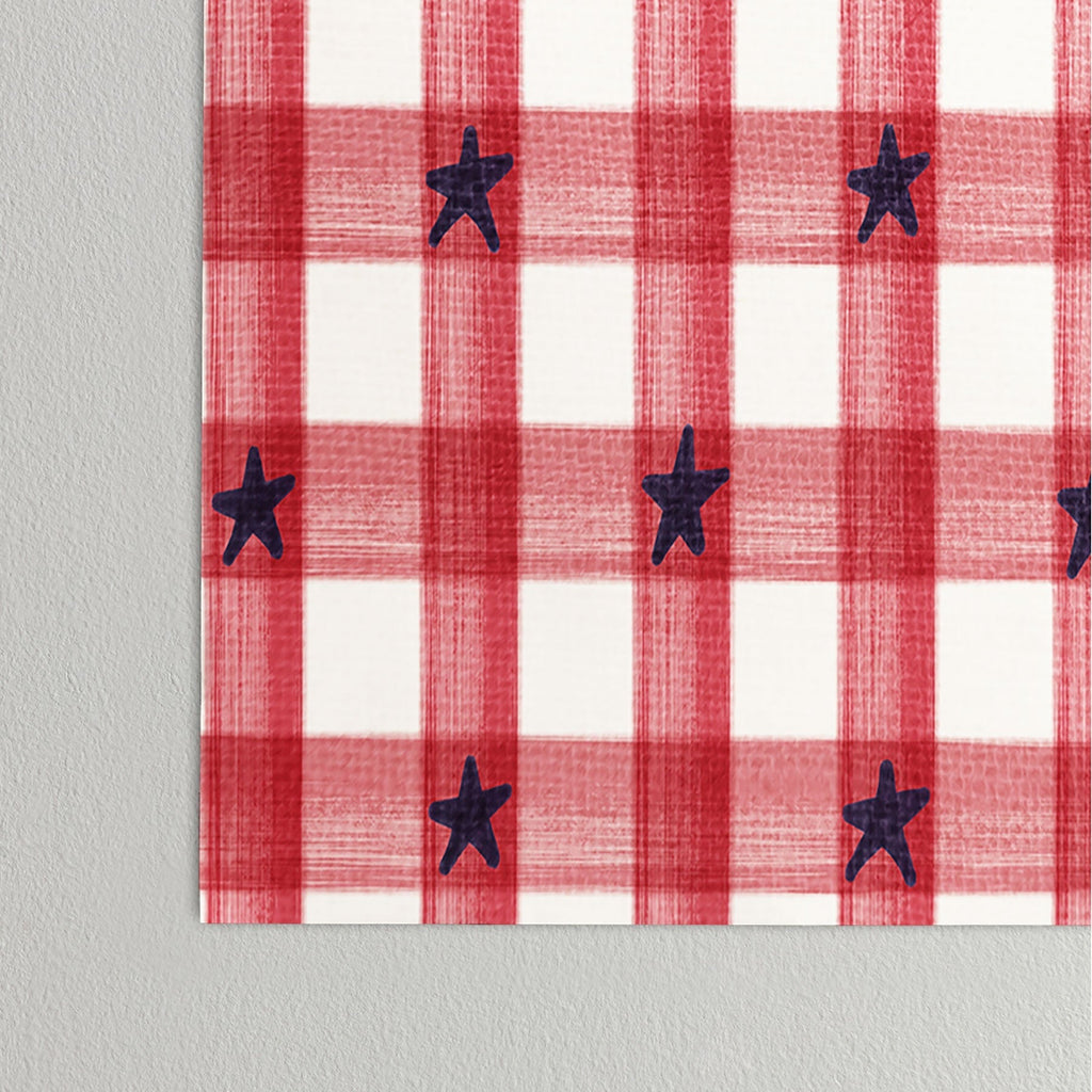 DENY Designs Red Gingham plus Stars Poster
