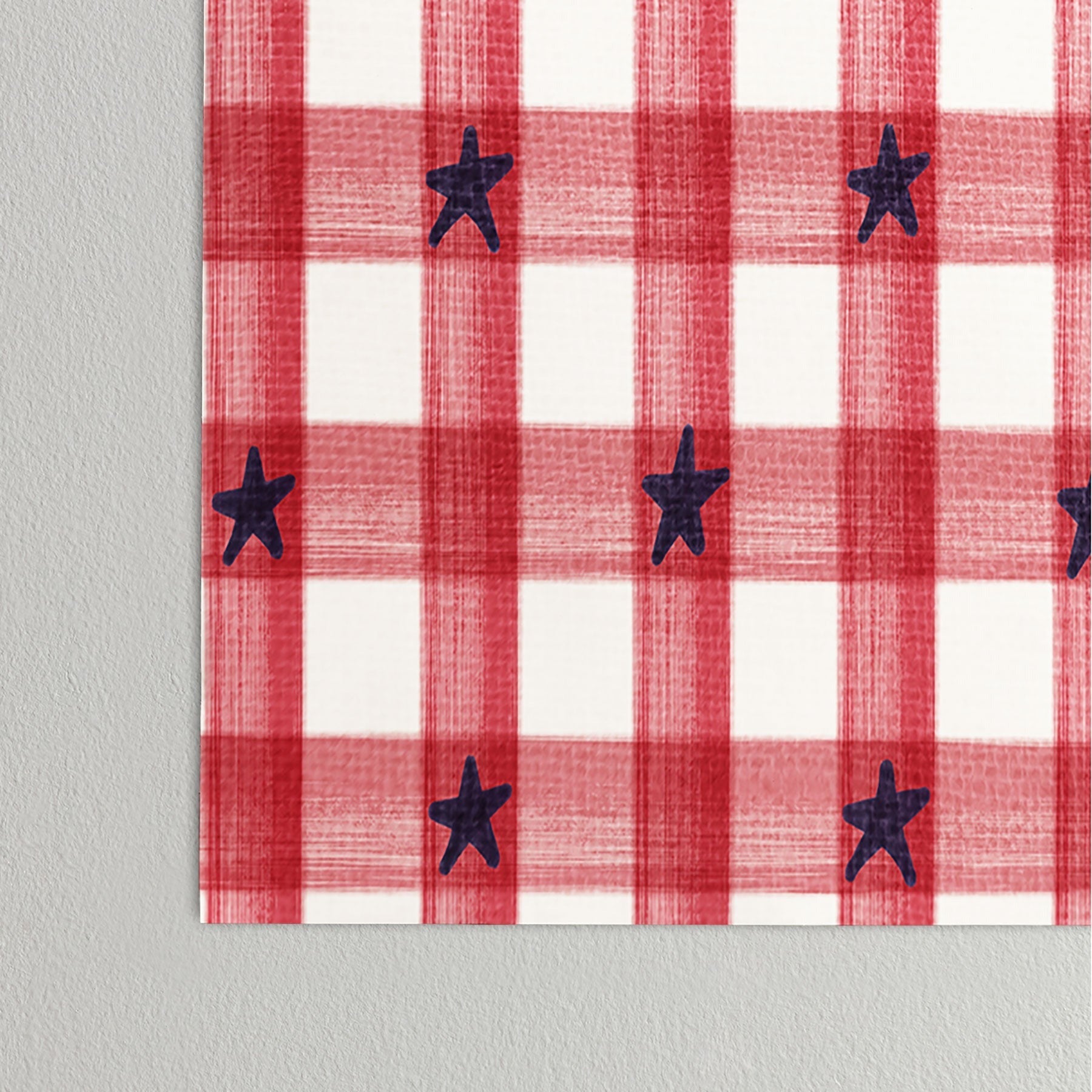 DENY Designs Red Gingham plus Stars Poster
