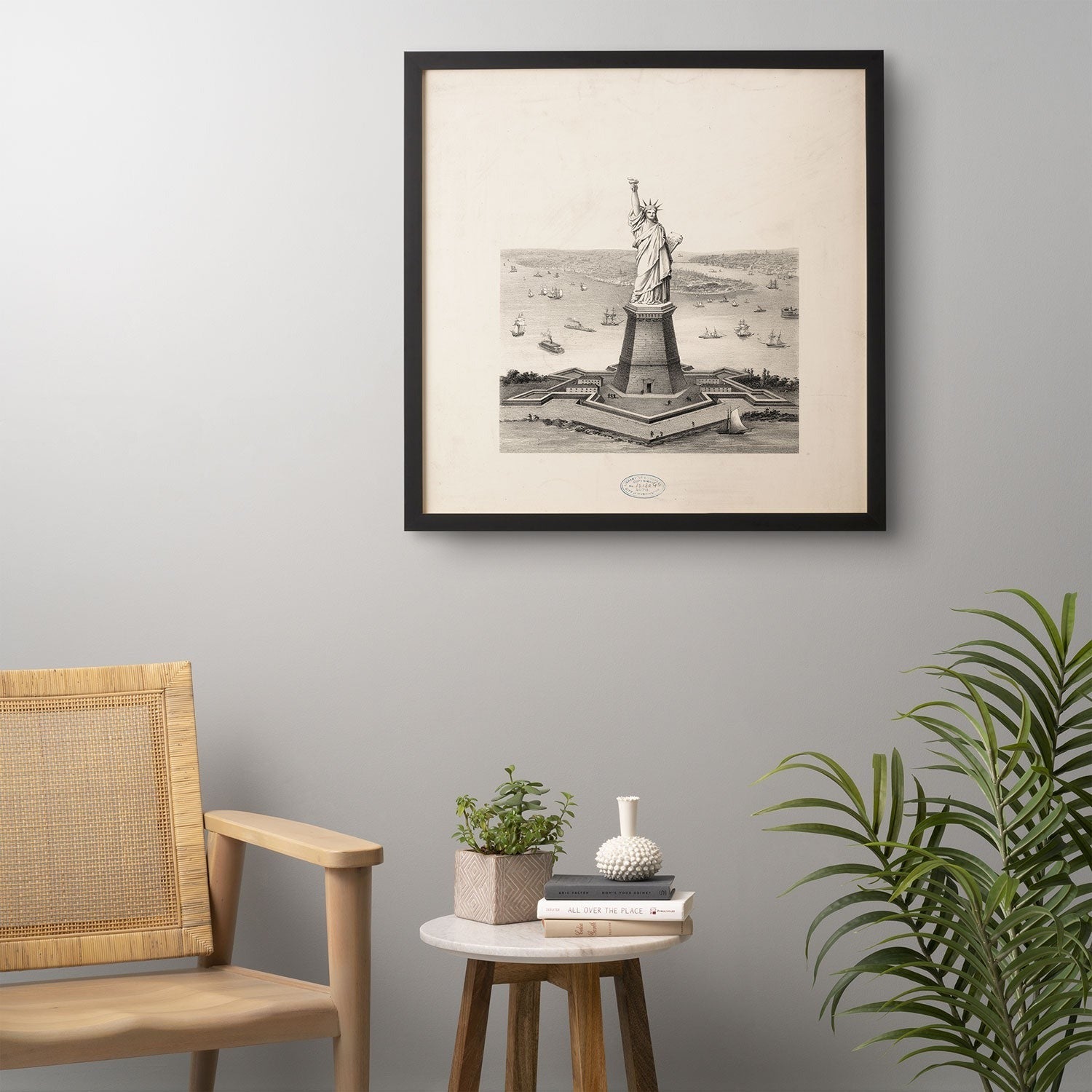 DENY Designs Vintage Lady Liberty Framed Wall Art