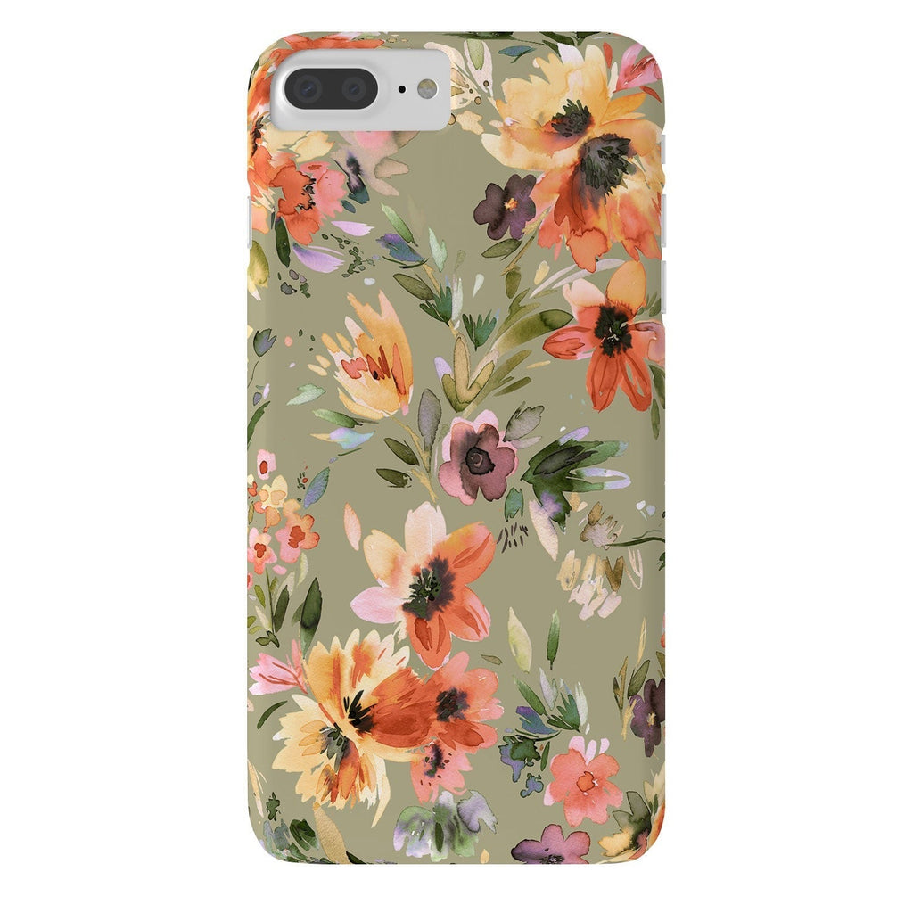 Ninola Design Botanic Retreat Painterly Tropical Flowers Sage Green Phone Case