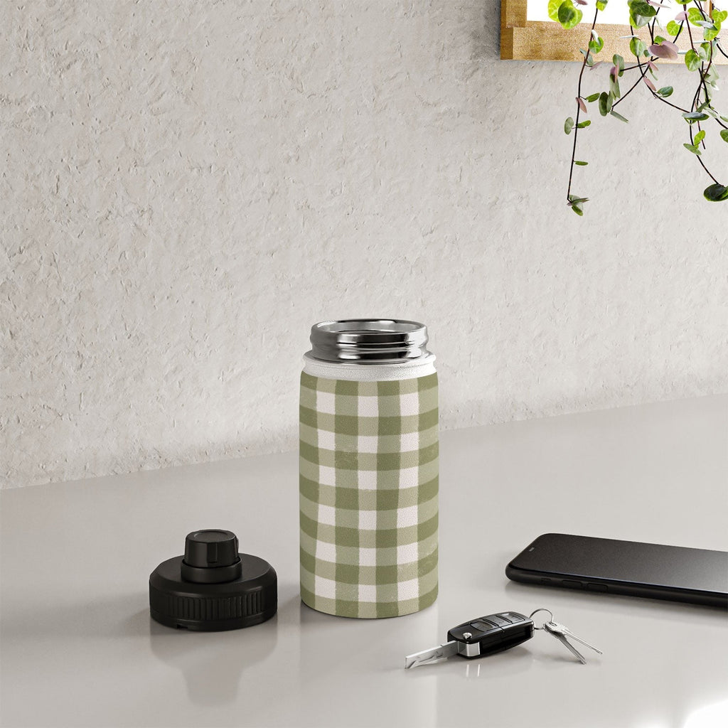 Menina Lisboa Rustic Green Plaid Water Bottle
