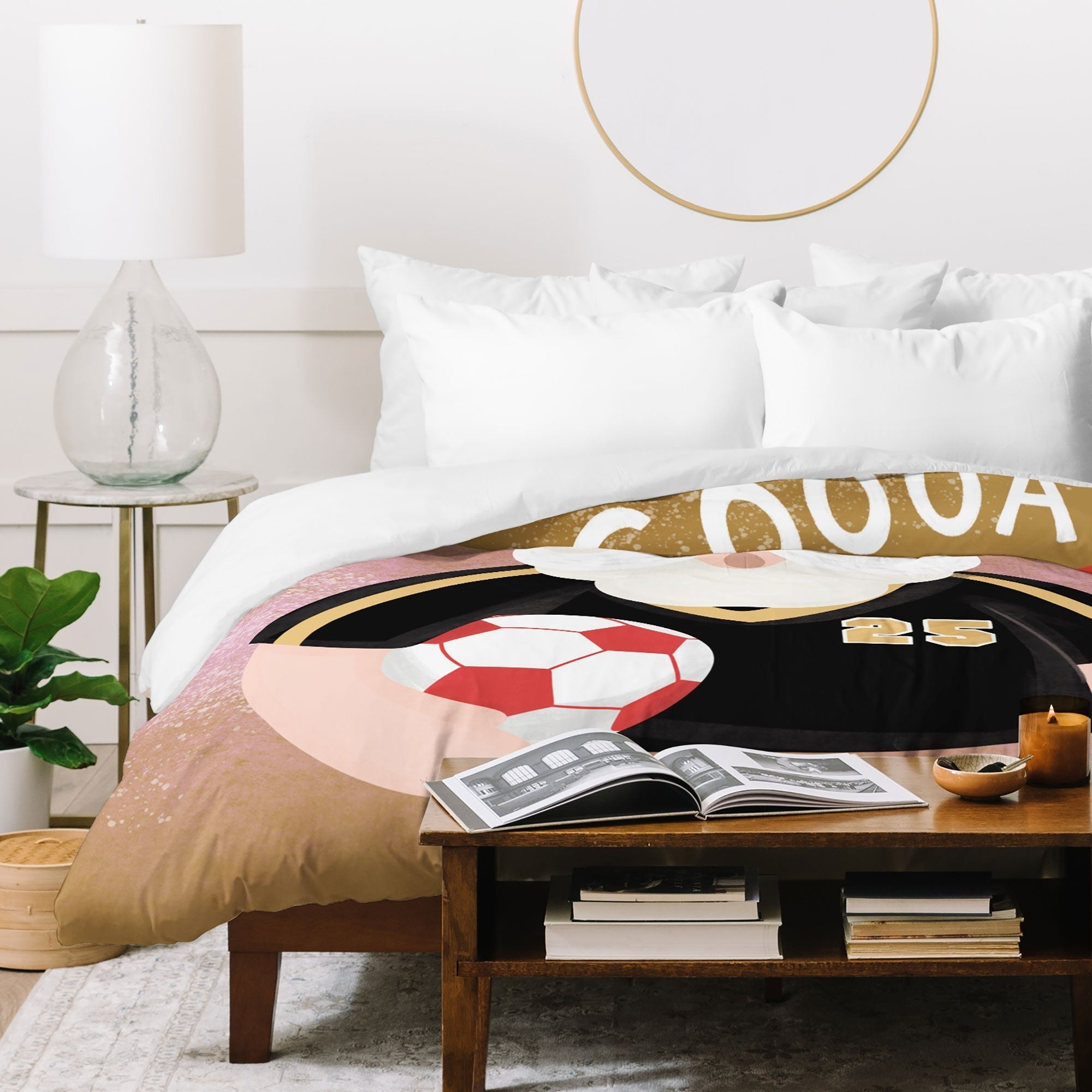 Design by Spark Sporty Soccer Santa Duvet Cover