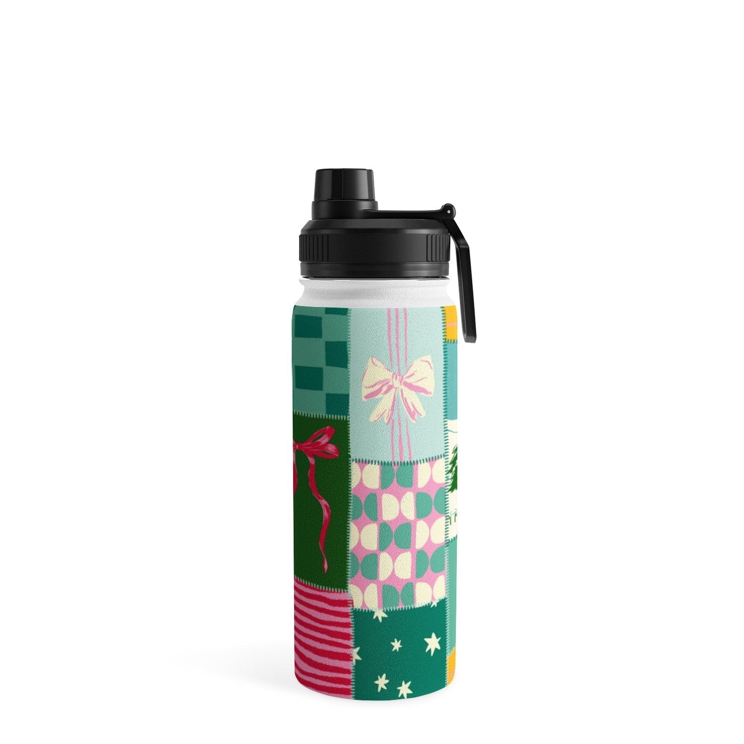LouBruzzoni Cozy Christmas Patchwork Water Bottle