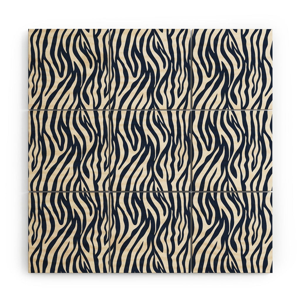 Avenie BR Navy Tiger Stripes Wood Wall Mural