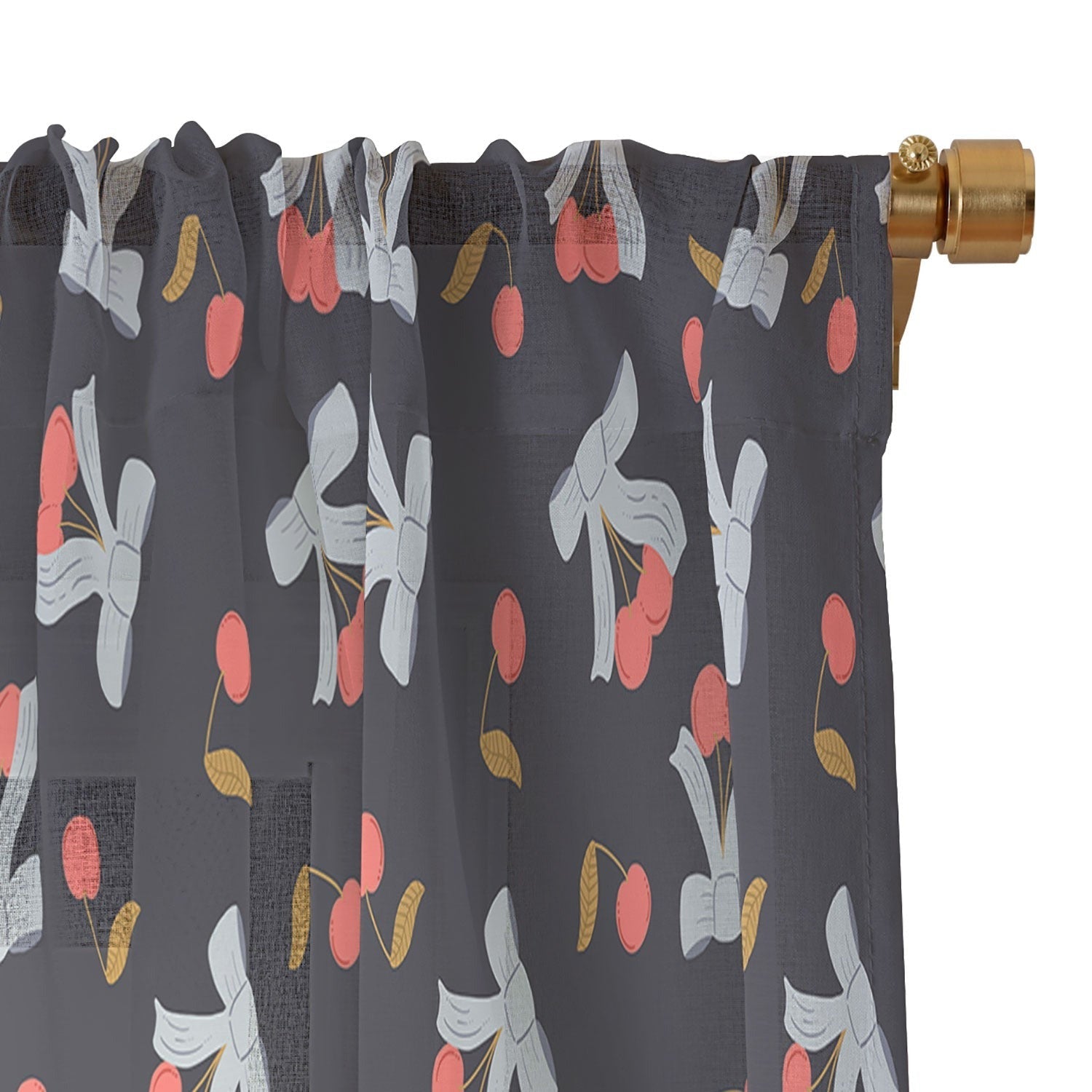 Jennifer Labre Cherries and Bows Sheer Window Curtain