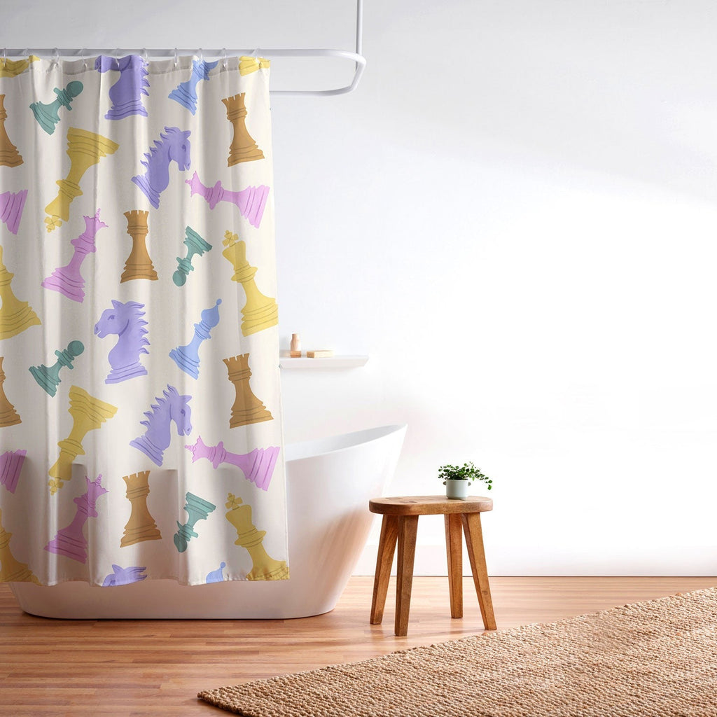 Design by Spark Chess Game Pieces Shower Curtain