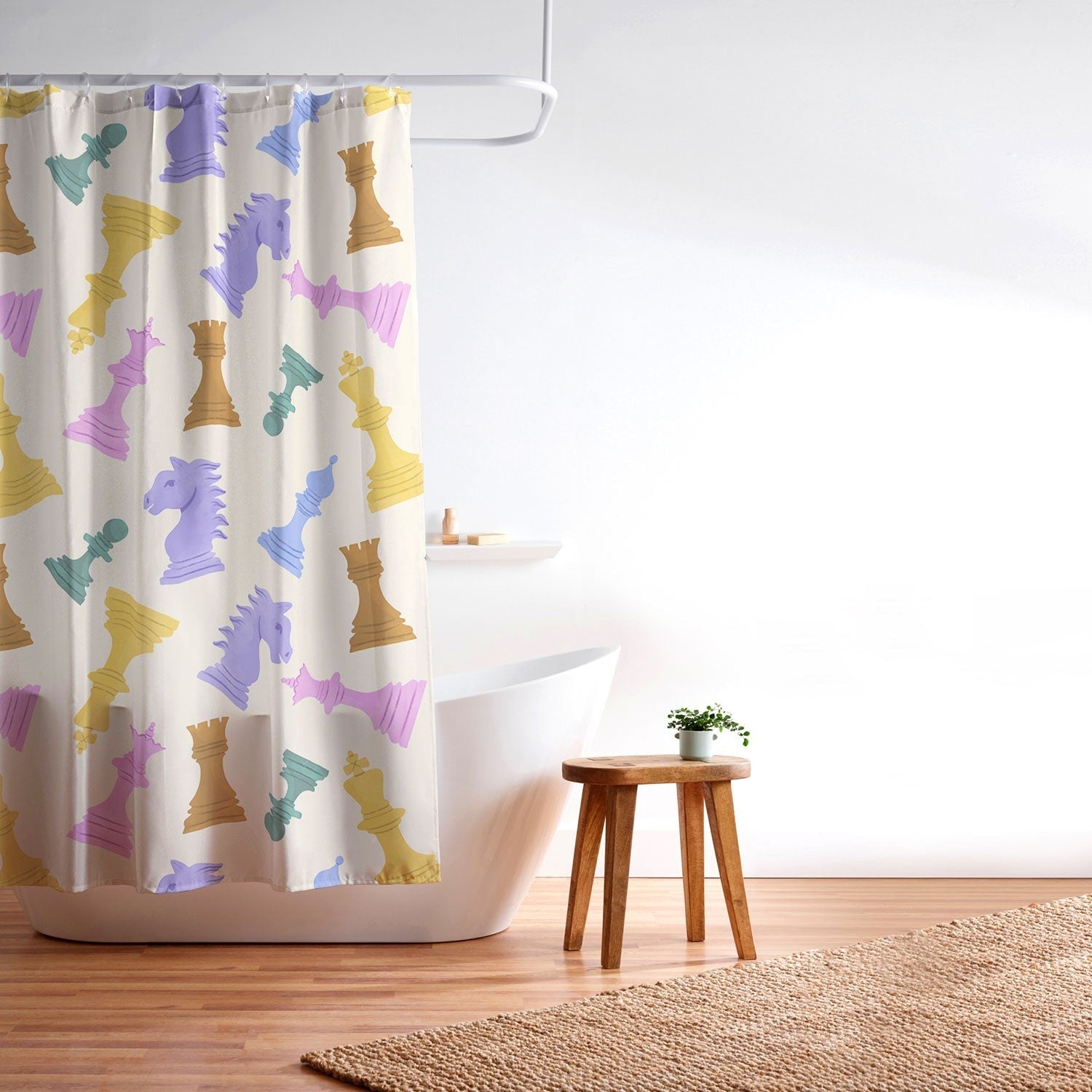 Design by Spark Chess Game Pieces Shower Curtain