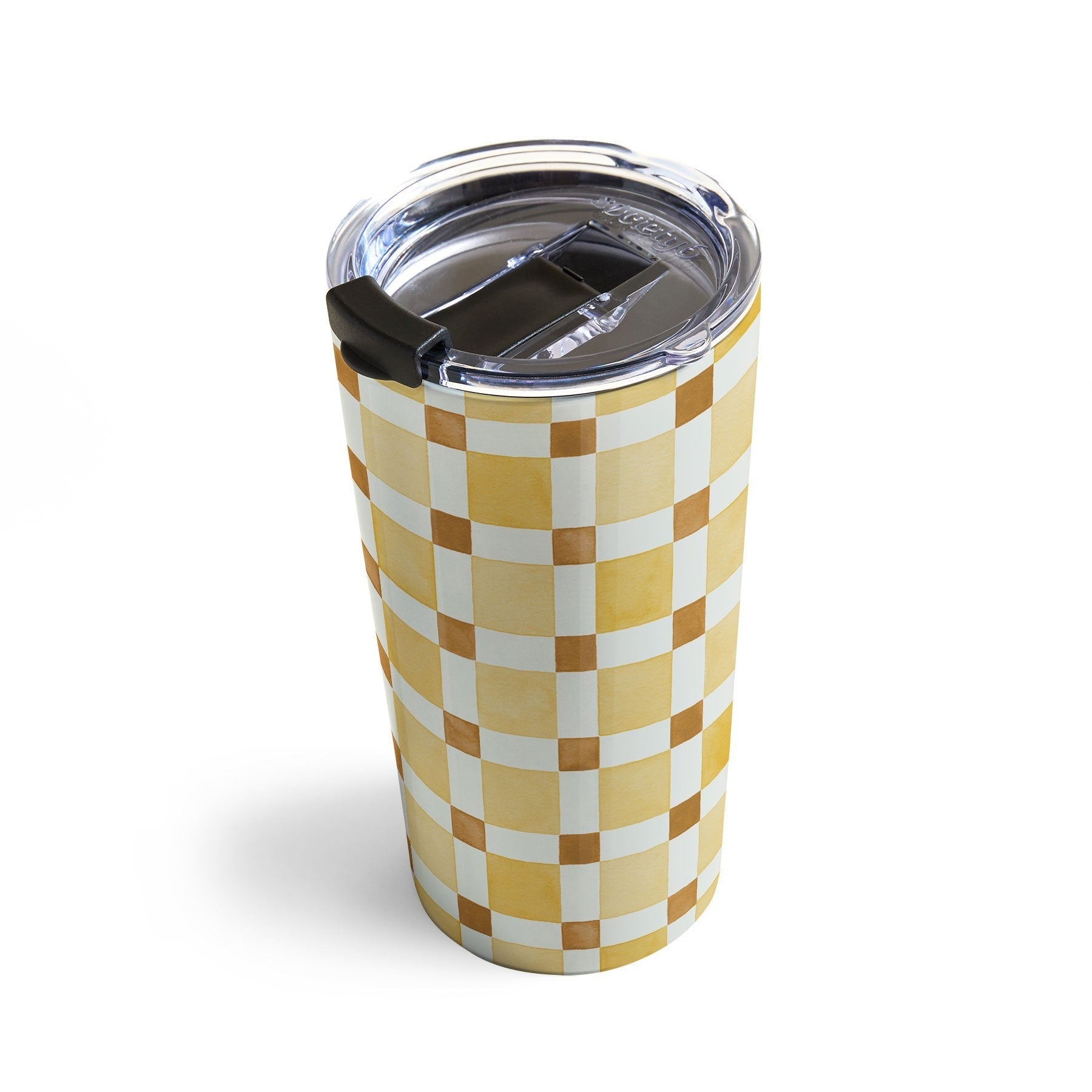 Ninola Design Everyday Artifact Checker Mosaic Tiles Geometry Yellow Travel Mug
