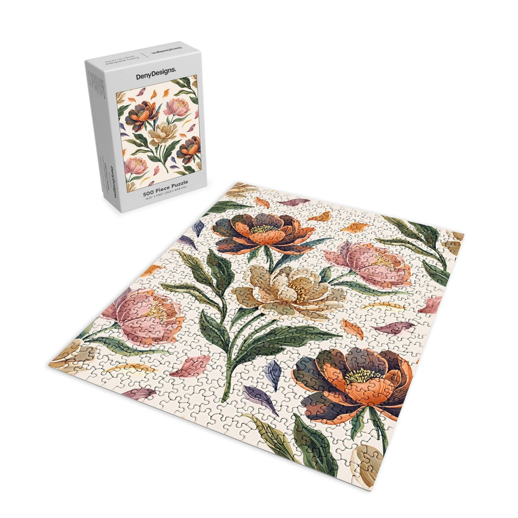 Marta Barragan Camarasa Hand Painted Peony Florals Puzzle