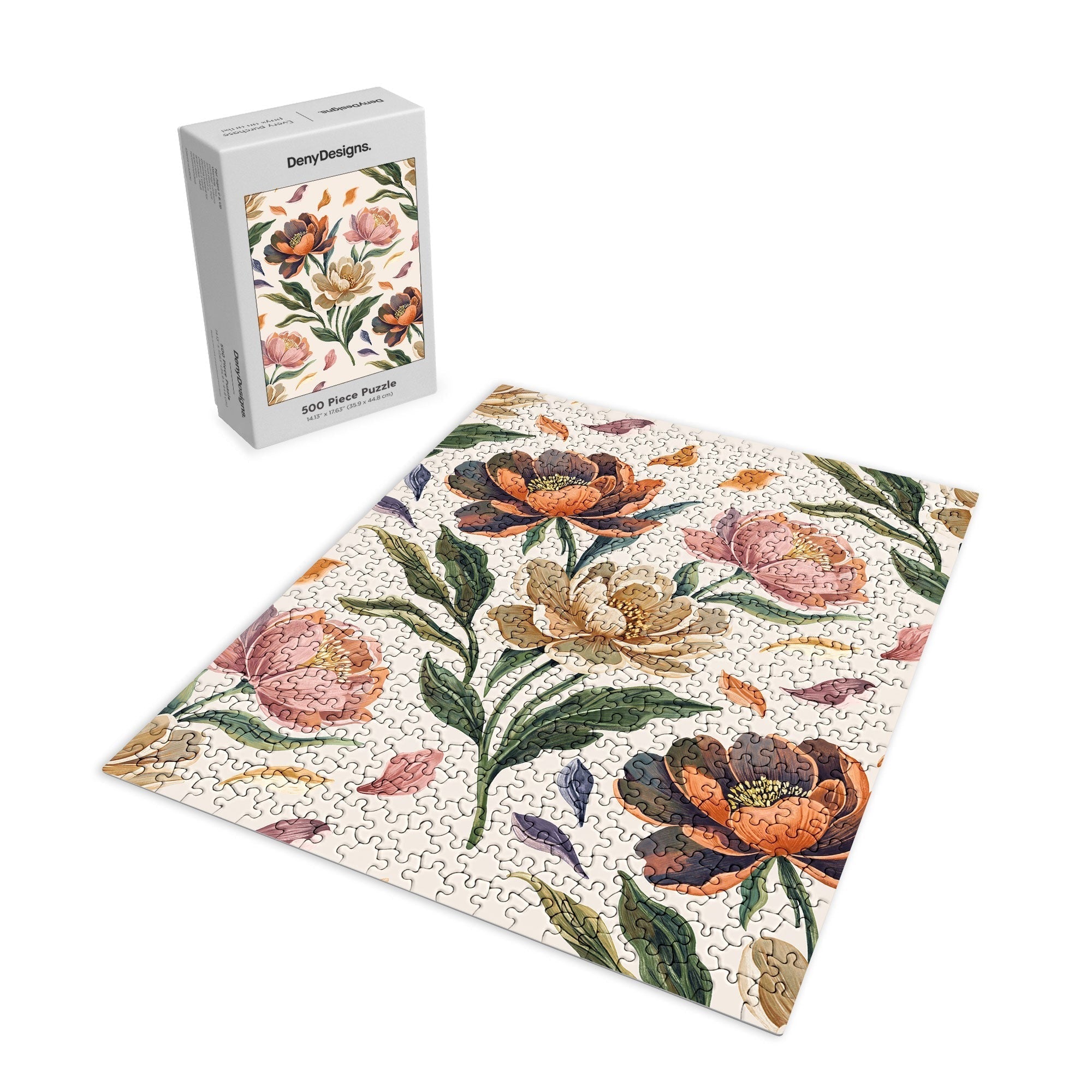 Marta Barragan Camarasa Hand Painted Peony Florals Puzzle