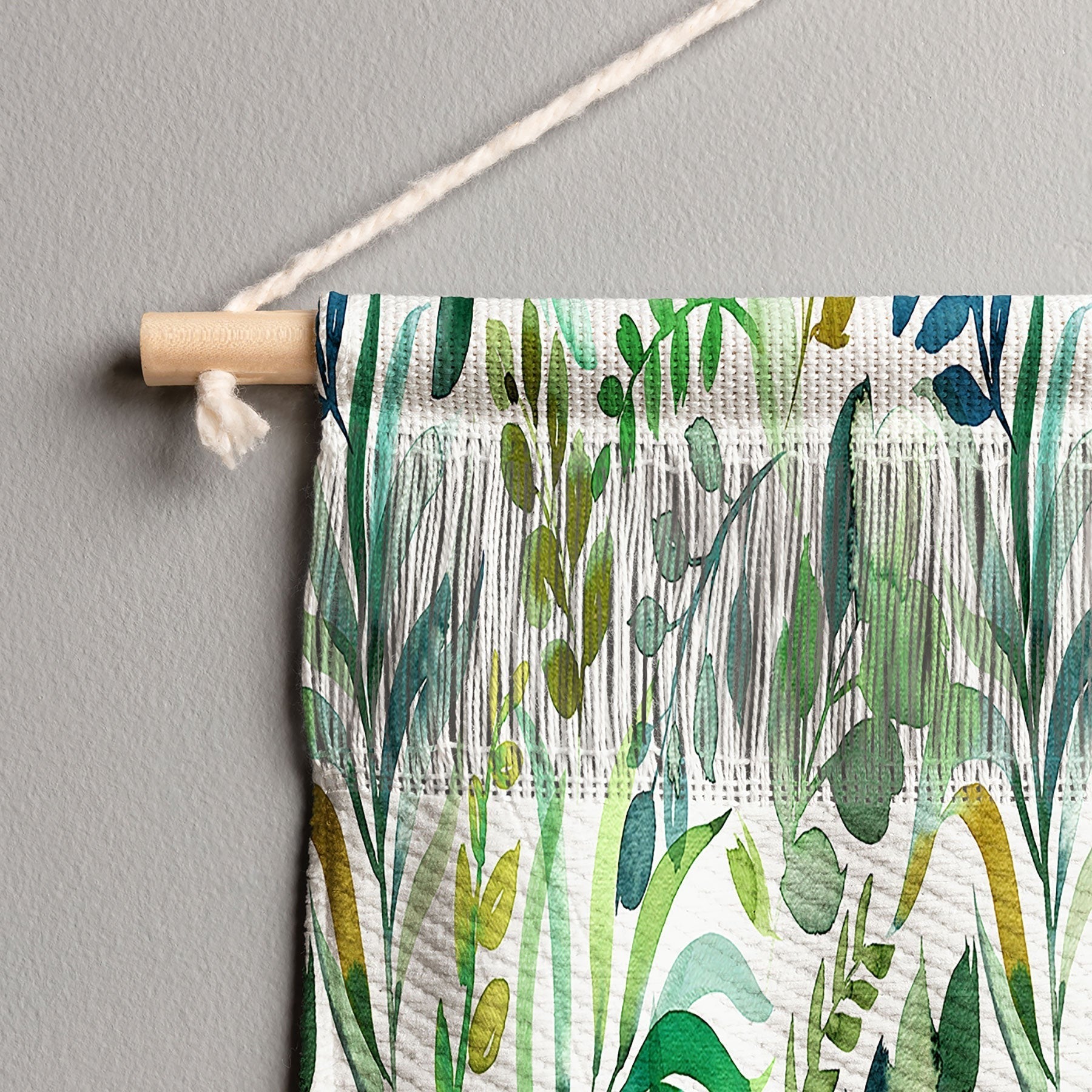Ninola Design Botanic Retreat Loose Botanical Leaves Watercolor Green Wall Hanging Landscape
