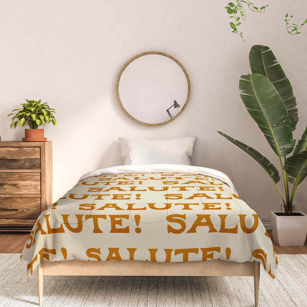 Jessica Molina Salute Gold Pattern on Cream Comforter