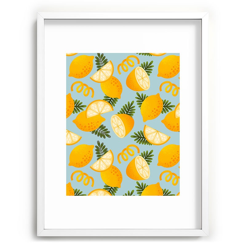 Jessica Molina Lemon Pattern on Sky Blue Recessed Framing Rectangle