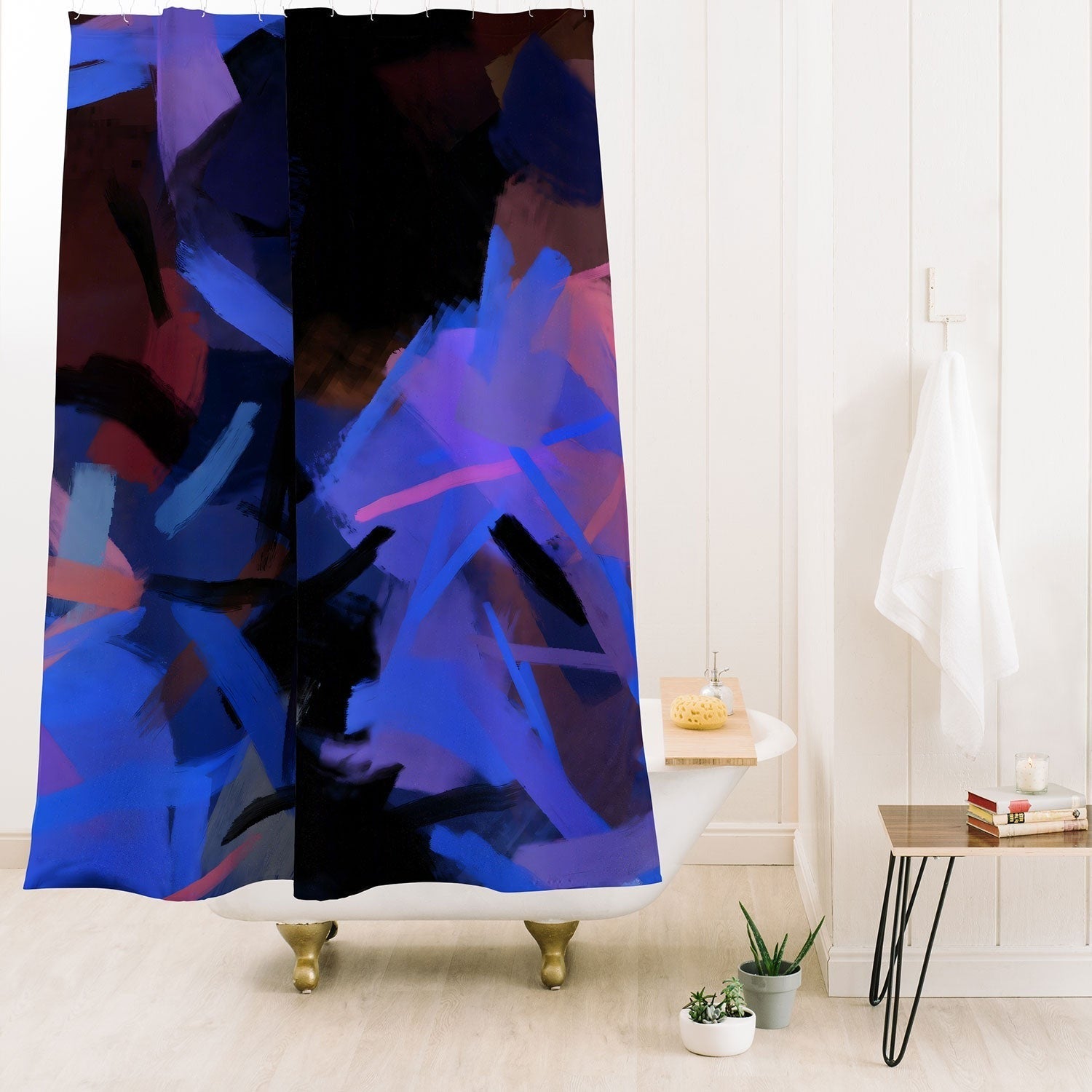 83 Oranges Midnight Sparks Shower Curtain