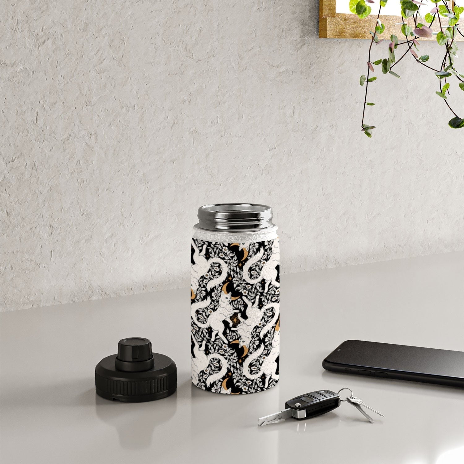 Avenie Celestial Cats Gold Water Bottle