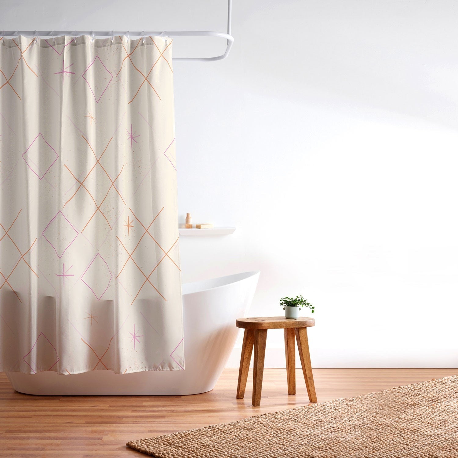 Little Om Starry Web cream Shower Curtain