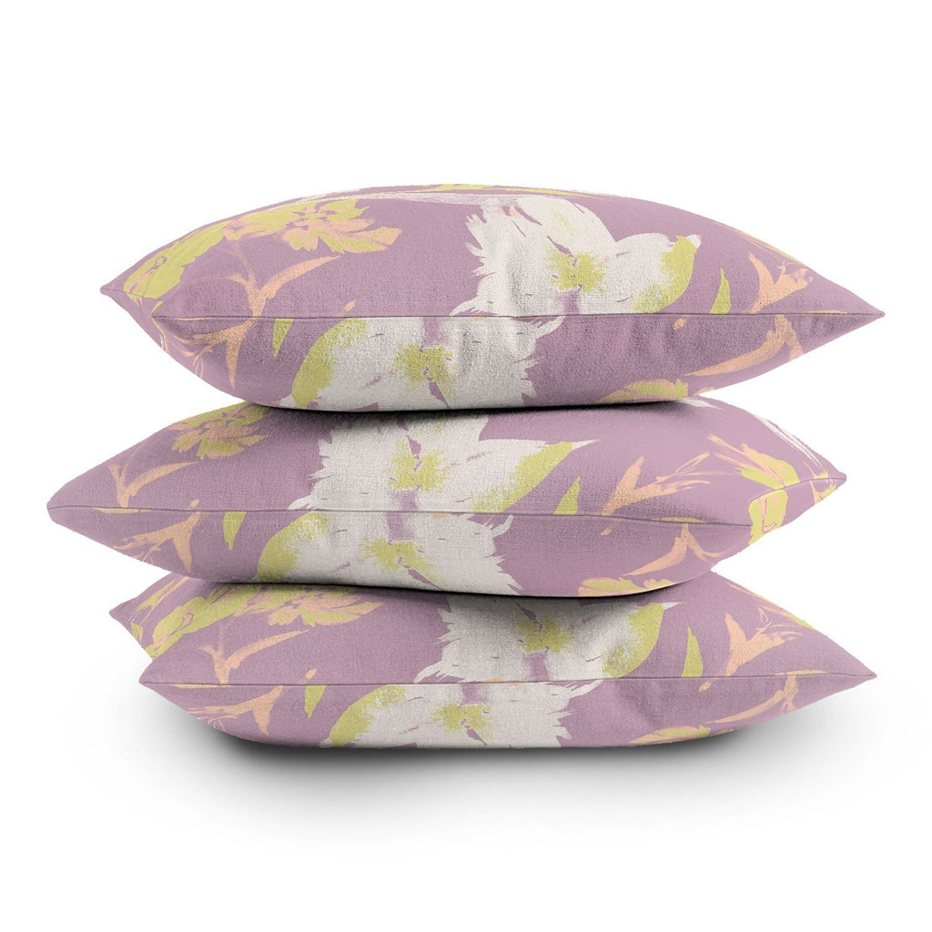 Gabriela Fuente Emma Lilac Floral Outdoor Throw Pillow