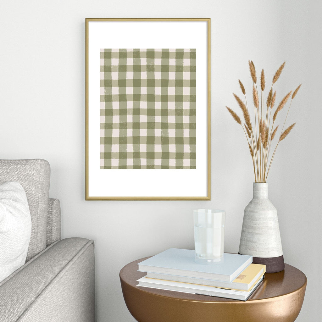 Menina Lisboa Rustic Green Plaid Metal Framed Art Print