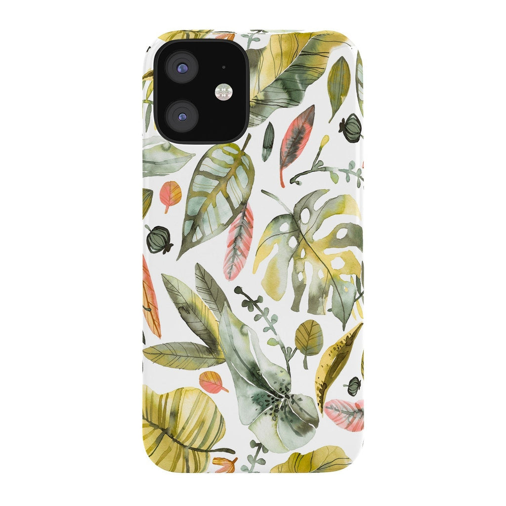 Ninola Design Botanic Retreat Tropical Jungle Leaves Botanical Green Orange Phone Case