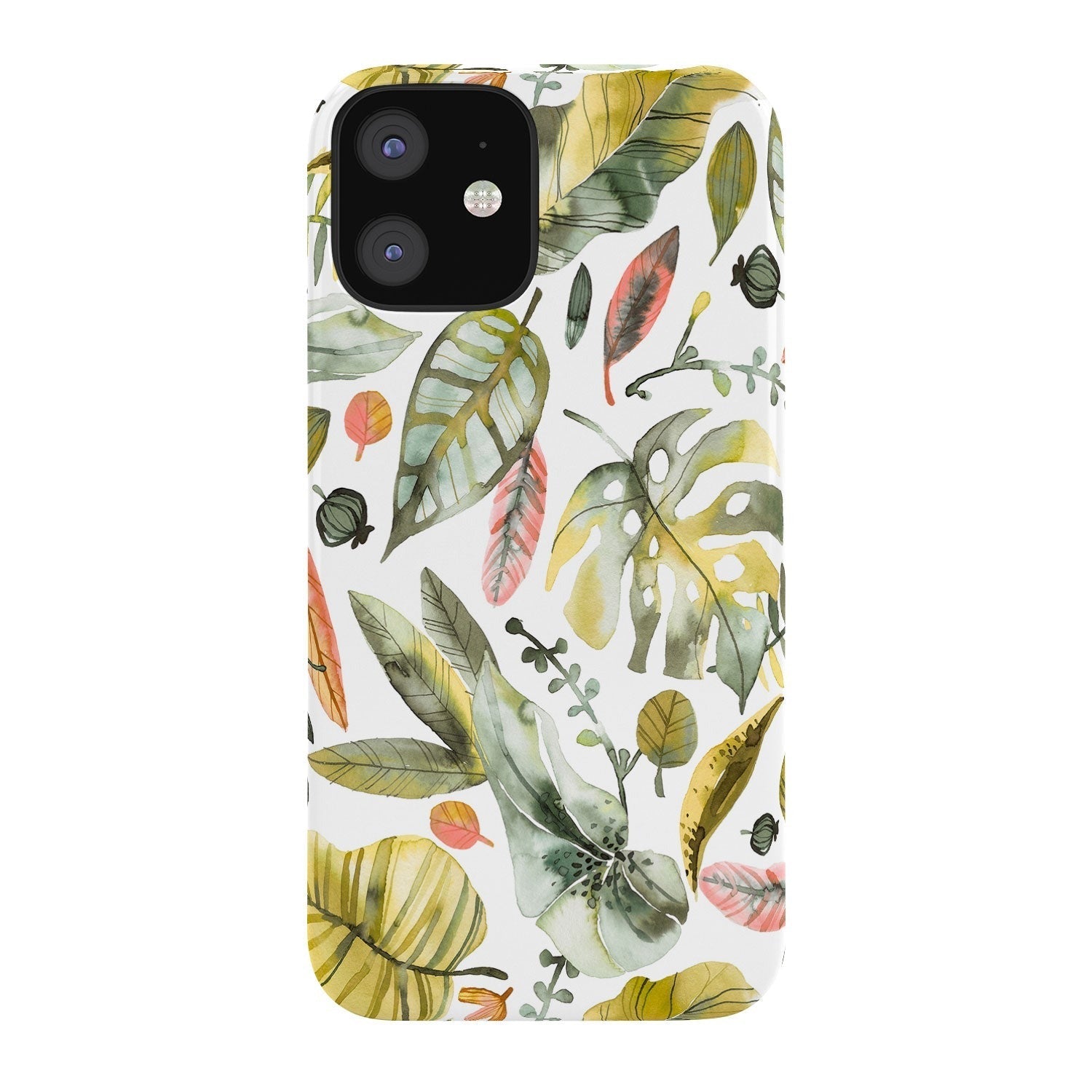 Ninola Design Botanic Retreat Tropical Jungle Leaves Botanical Green Orange Phone Case