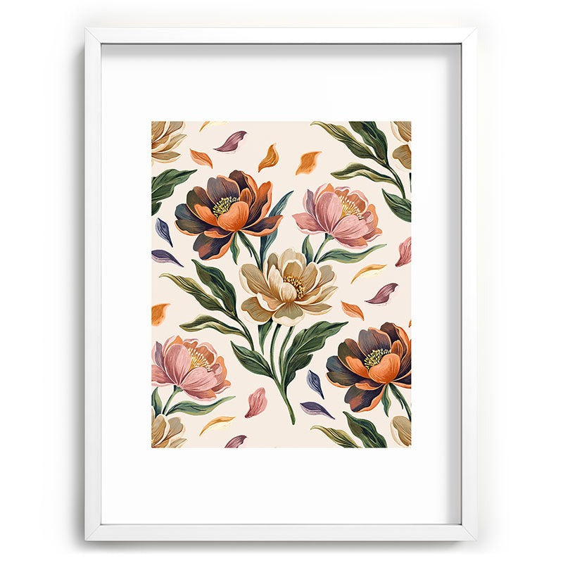 Marta Barragan Camarasa Hand Painted Peony Florals Recessed Framing Rectangle