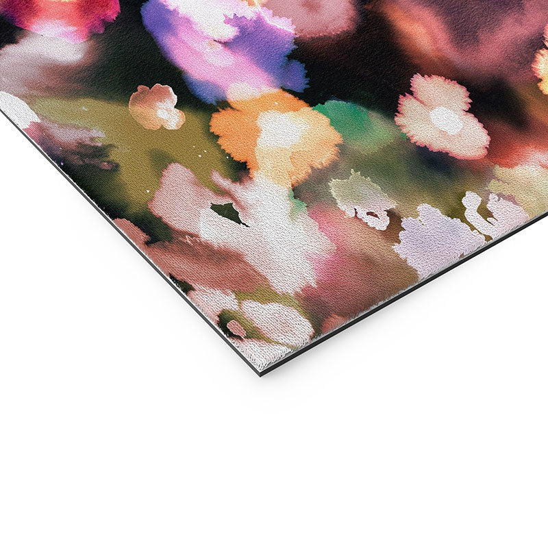 Ninola Design Botanic Retreat Ombre Abstract Watercolor Flowers Pink gold Welcome Mat